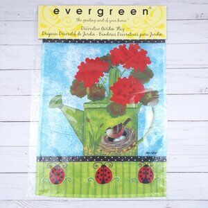 Evergreen Mini Garden Flag Birds Flowers Watering Can 12x18